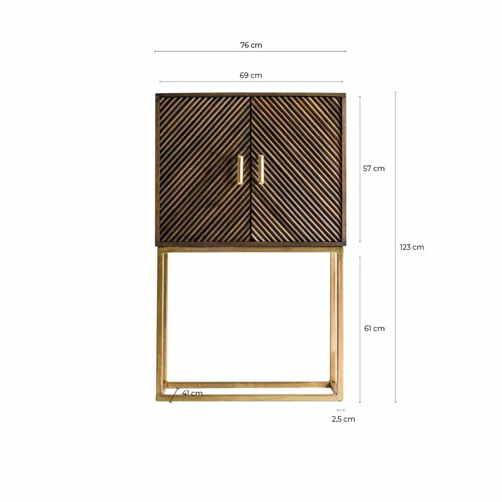 Wardrobe - Brown iron bar cabinet in 76x41x124 cm - VICAL