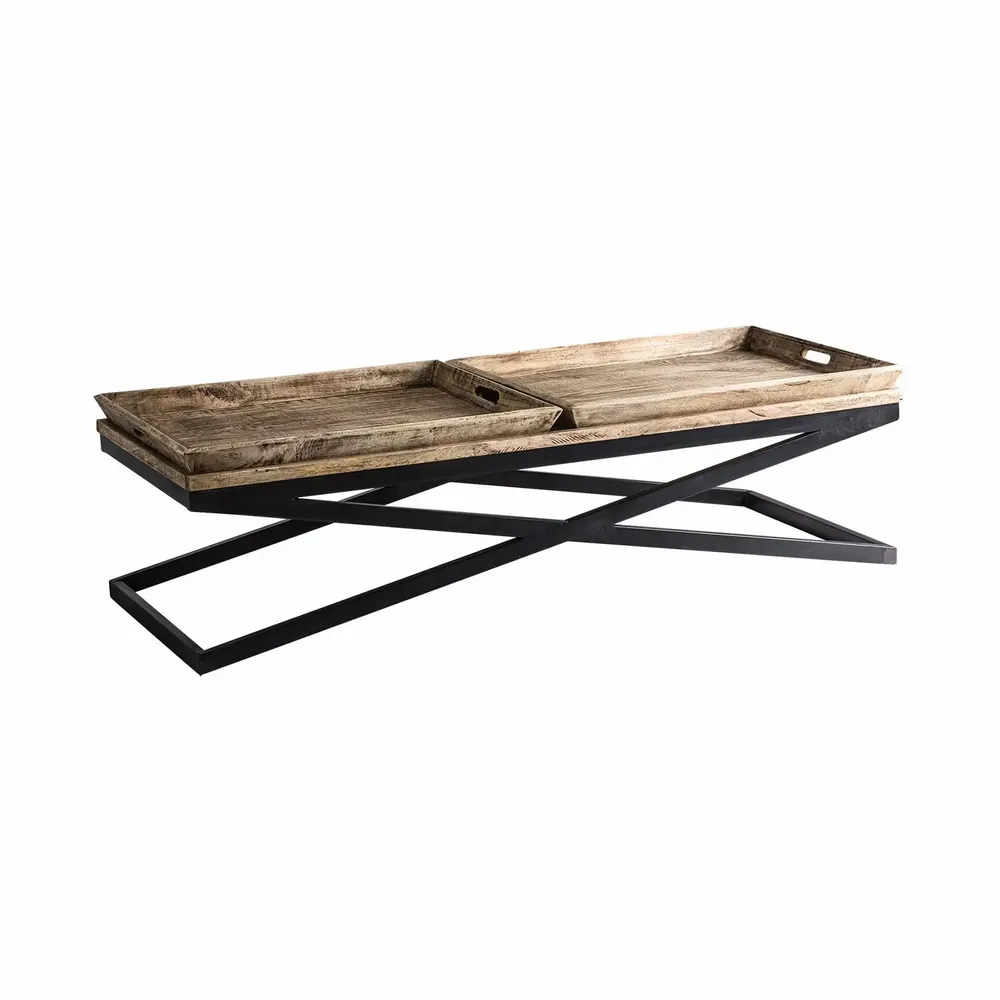 Coffee tables - Coffee table in aged black iron in 162x60x41 cm - VICAL