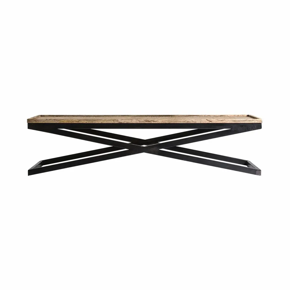 Coffee tables - Coffee table in aged black iron in 162x60x41 cm - VICAL