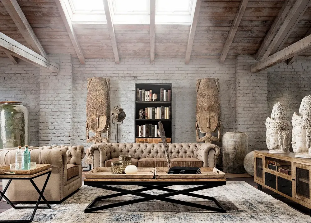 Coffee tables - Coffee table in aged black iron in 162x60x41 cm - VICAL