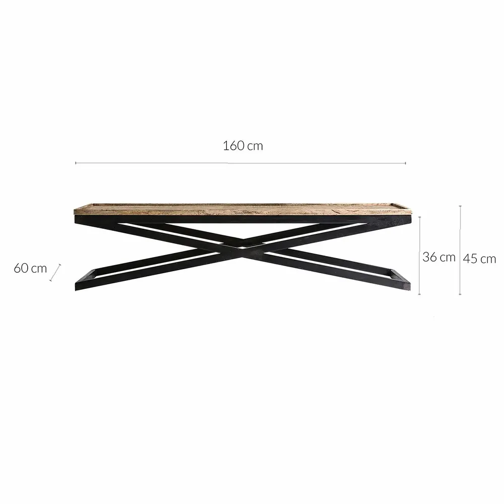 Coffee tables - Coffee table in aged black iron in 162x60x41 cm - VICAL