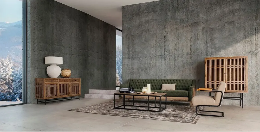 Canapés - Sofa en bois de frêne vert  en 261x80x84 cm - VICAL