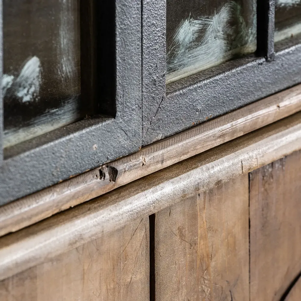Wardrobe - Showcase in aged black recycled pine wood in 125x47x225 cm - VICAL