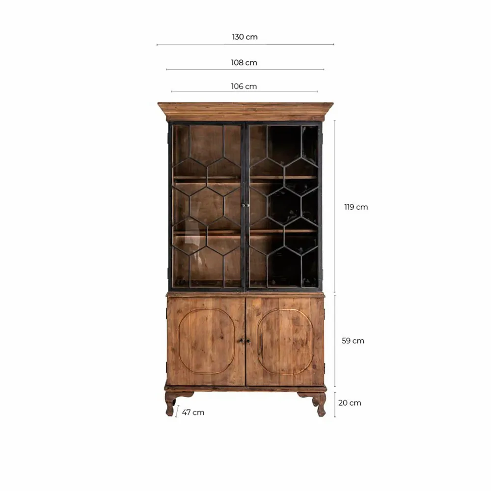 Wardrobe - Showcase in aged black recycled pine wood in 125x47x225 cm - VICAL