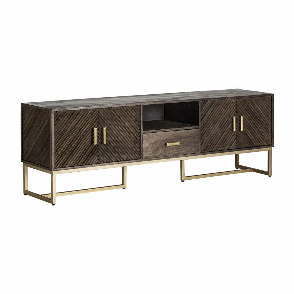 TV stands - Brown iron TV cabinet in 200x45x66 cm - VICAL