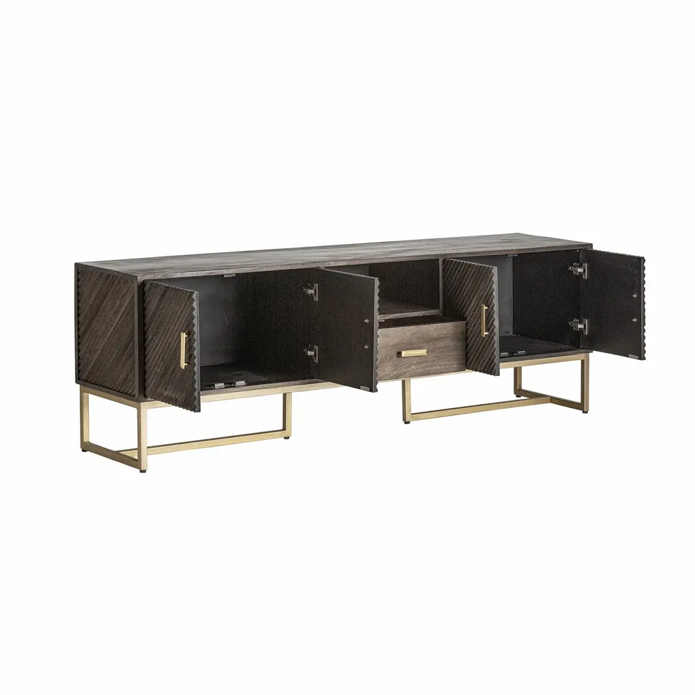 TV stands - Brown iron TV cabinet in 200x45x66 cm - VICAL