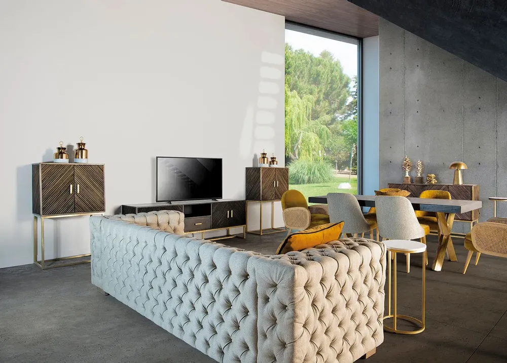 TV stands - Brown iron TV cabinet in 200x45x66 cm - VICAL