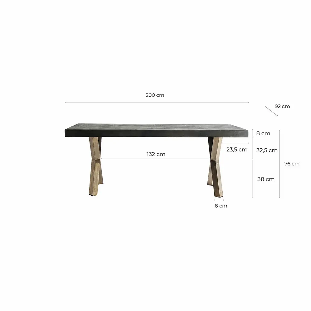 Dining Tables - Golden iron living room table in 200x90x76 cm - VICAL