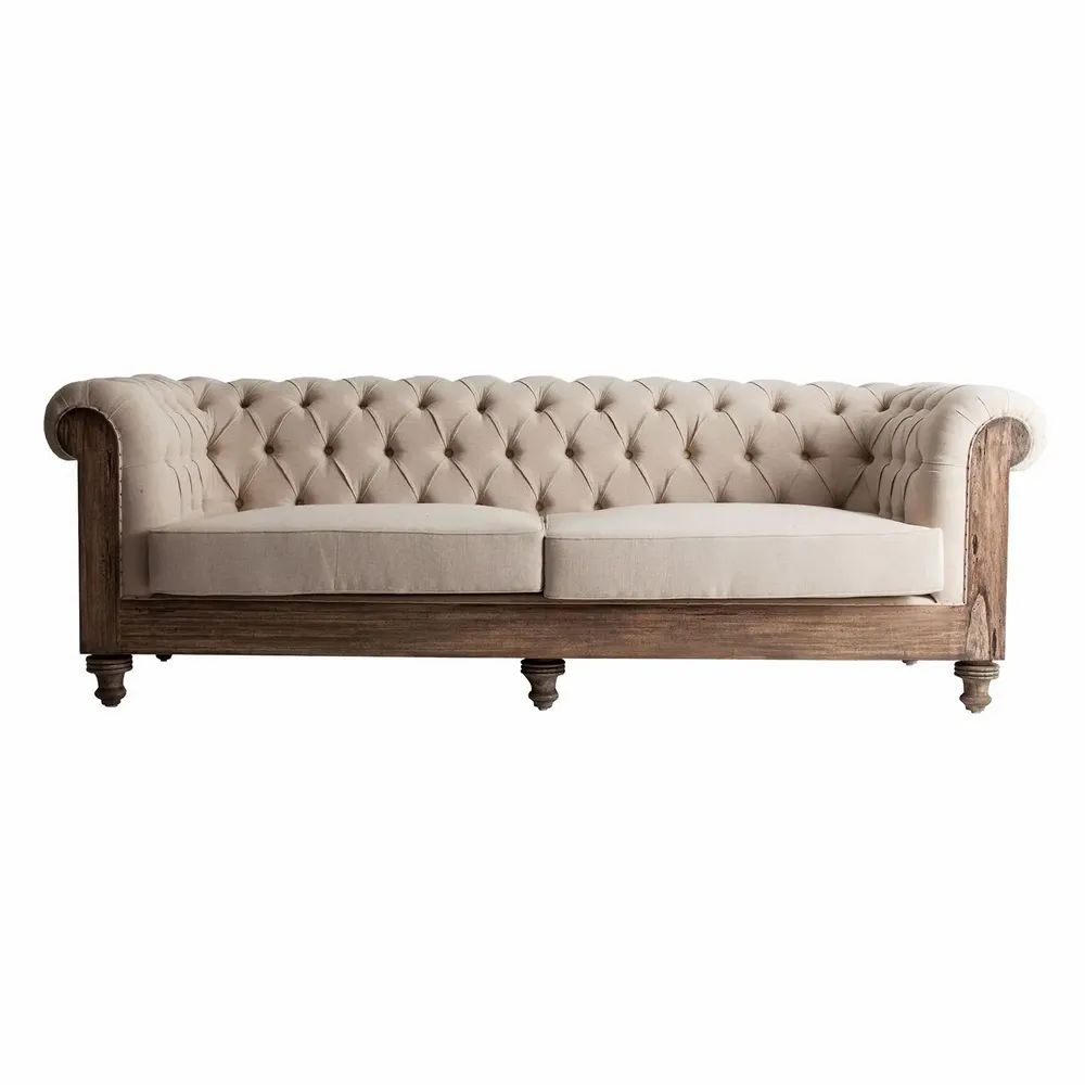 Canapés - Sofa en bois tropical beige  en 238x90x80 cm - VICAL
