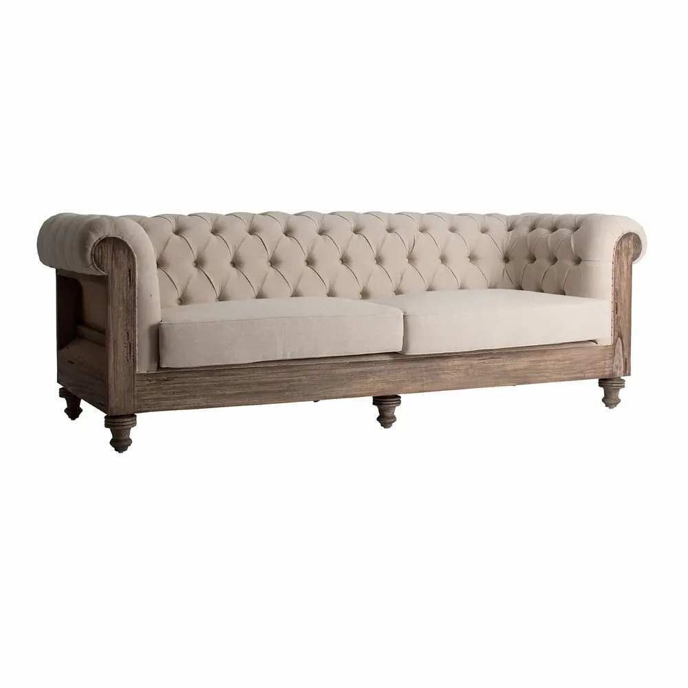Canapés - Sofa en bois tropical beige  en 238x90x80 cm - VICAL