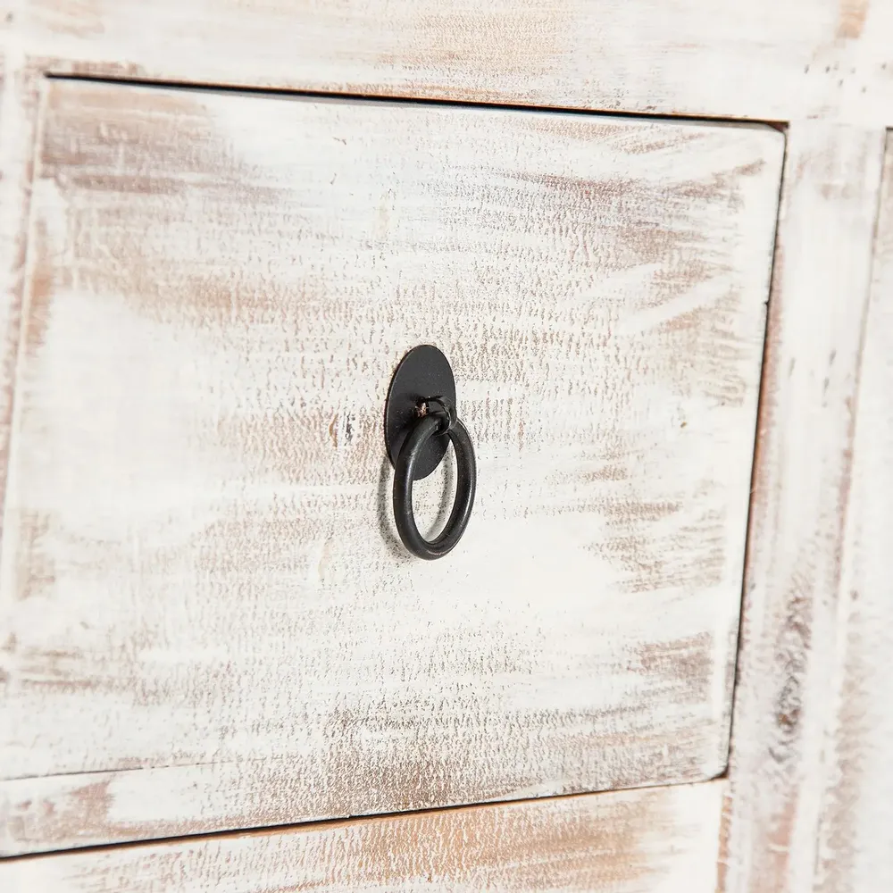 TV stands - TV cabinet in recycled off-white pine wood stripped in 220x45x60 cm - VICAL