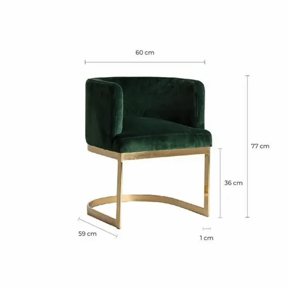 Chaises - Chaise en velours vert  en 60x60x77 cm - VICAL