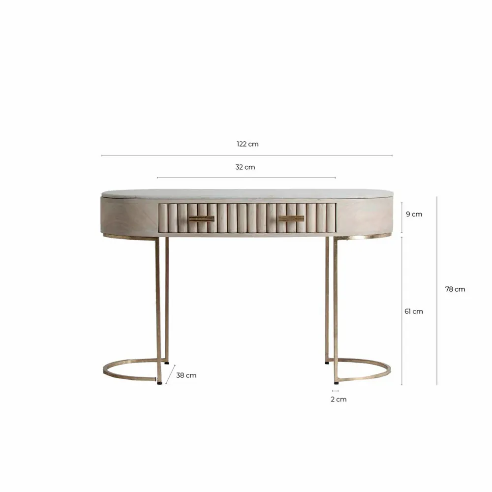 Desks - Cream mango wood console in 122x38x78 cm - VICAL
