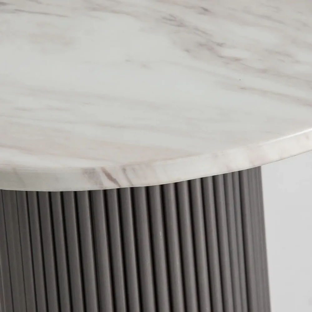 Other tables - White synthetic marble coffee table in 50x50x47 cm - VICAL