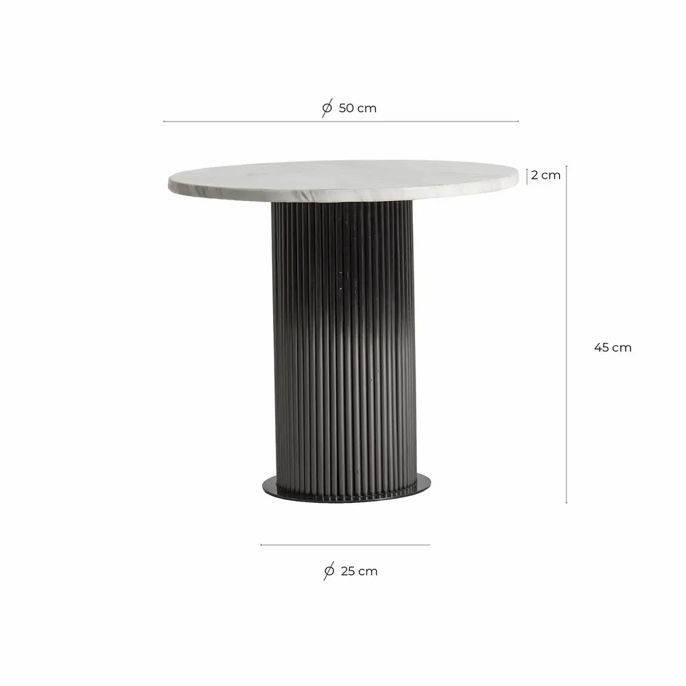 Other tables - White synthetic marble coffee table in 50x50x47 cm - VICAL