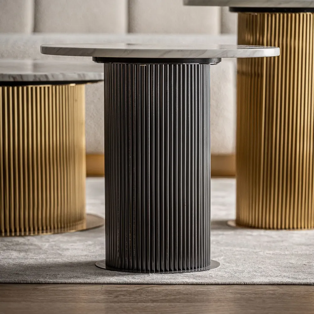 Other tables - White synthetic marble coffee table in 50x50x47 cm - VICAL