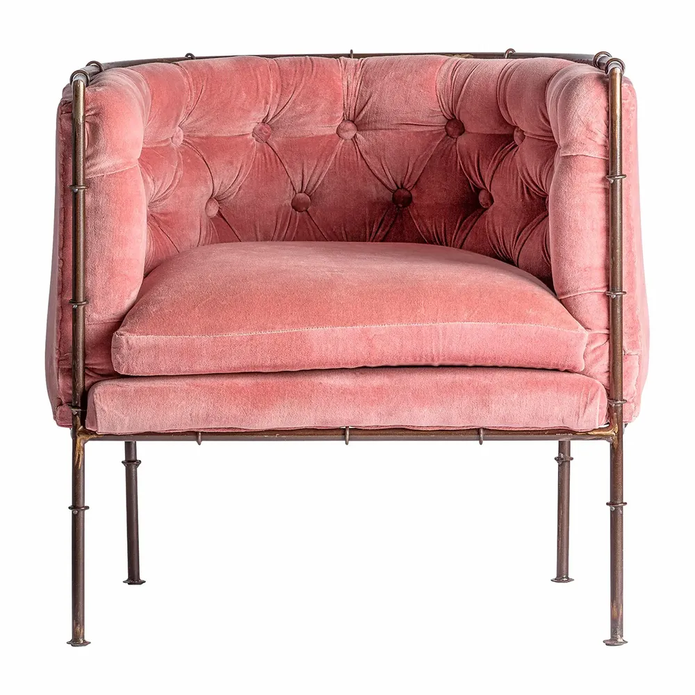 Armchairs - Pink iron armchair in 72x70x67 cm - VICAL