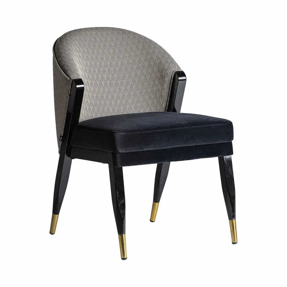 Chaises - Chaise en velours noir  en 55x68x84 cm - VICAL