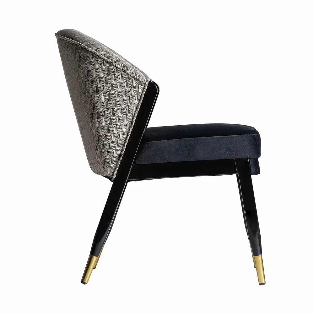 Chaises - Chaise en velours noir  en 55x68x84 cm - VICAL