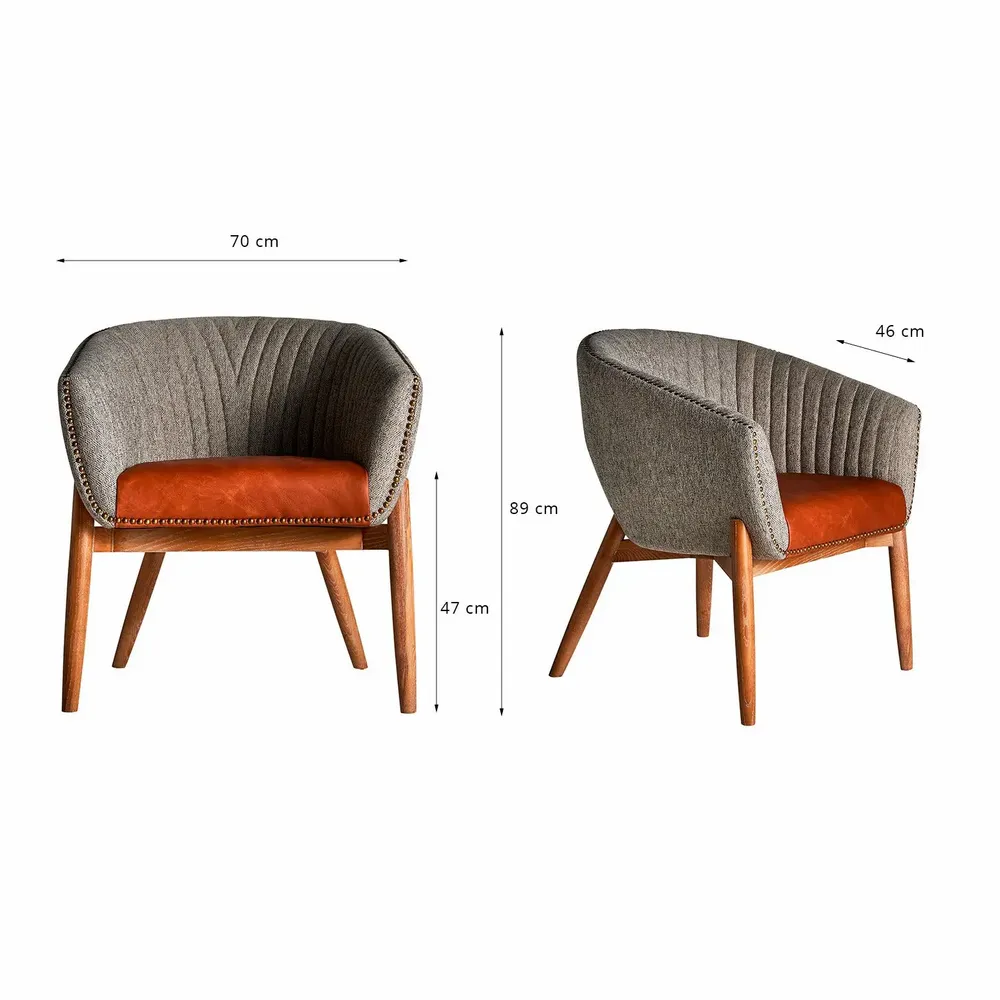 Chairs - Armchair in gray ash wood in 69x68x79 cm - VICAL