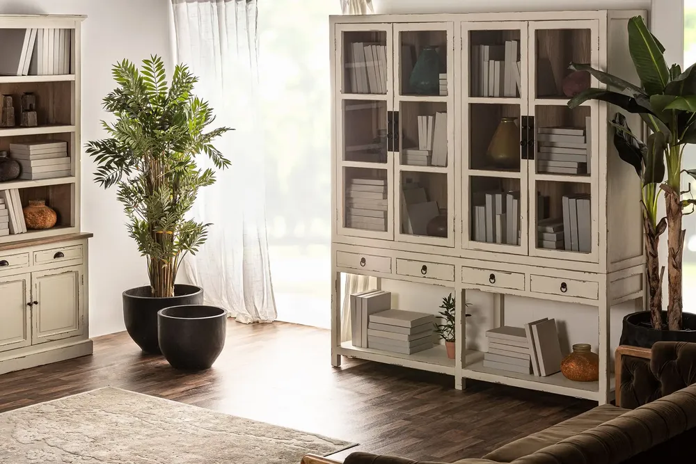 Wardrobe - Display case in off-white elm wood in 200x45x225 cm - VICAL