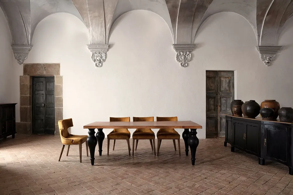 Chairs - Chair in ocher fabric in 53x57x84 cm - VICAL