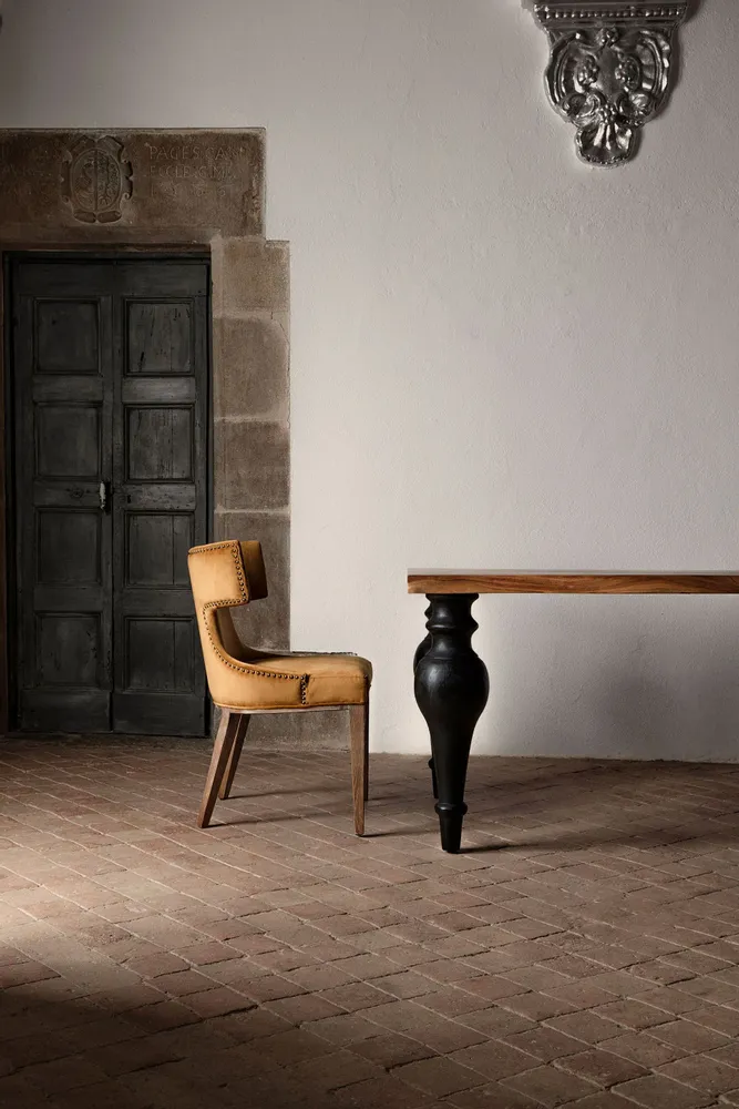 Chairs - Chair in ocher fabric in 53x57x84 cm - VICAL