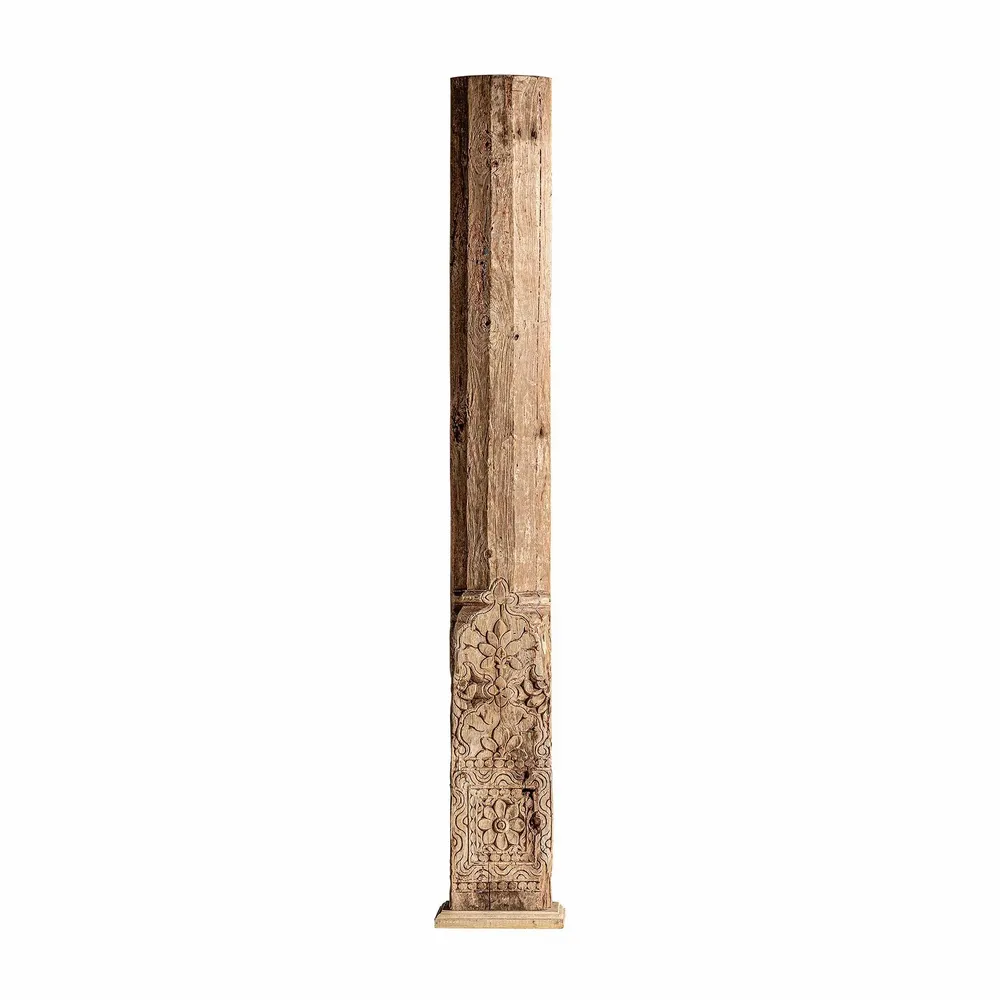 Decorative objects - Column in aged beige teak wood in 23x23x155 cm - VICAL