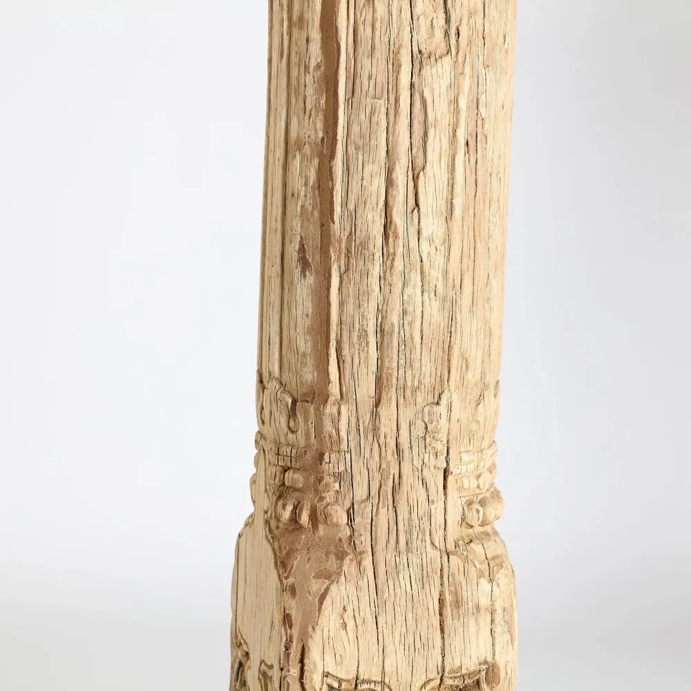 Decorative objects - Column in aged beige teak wood in 23x23x155 cm - VICAL