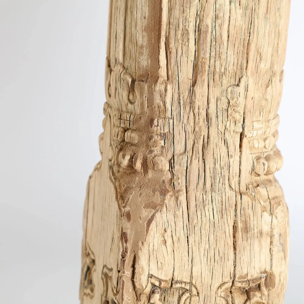 Decorative objects - Column in aged beige teak wood in 23x23x155 cm - VICAL