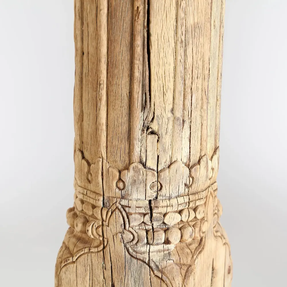 Decorative objects - Column in aged beige teak wood in 23x23x155 cm - VICAL