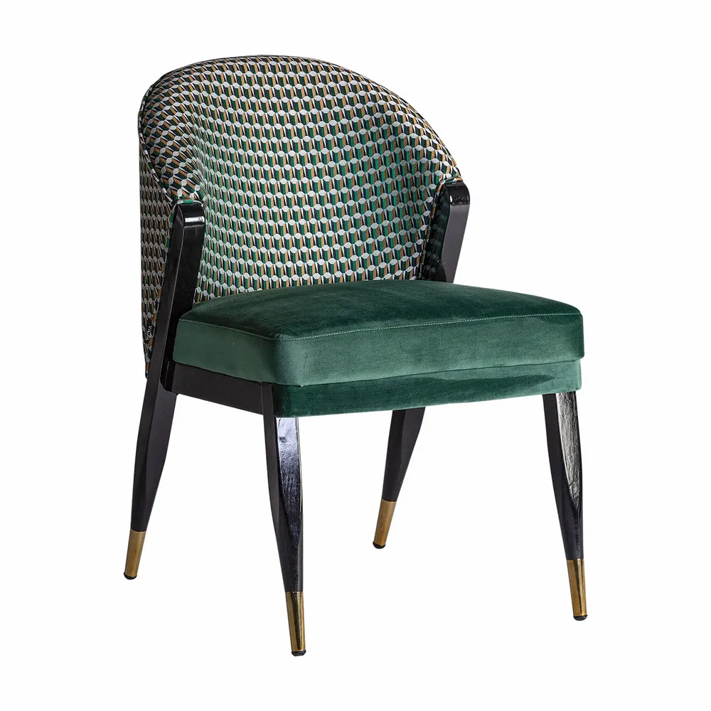 Chairs - Green rubber wood chair in 56x70x85 cm - VICAL