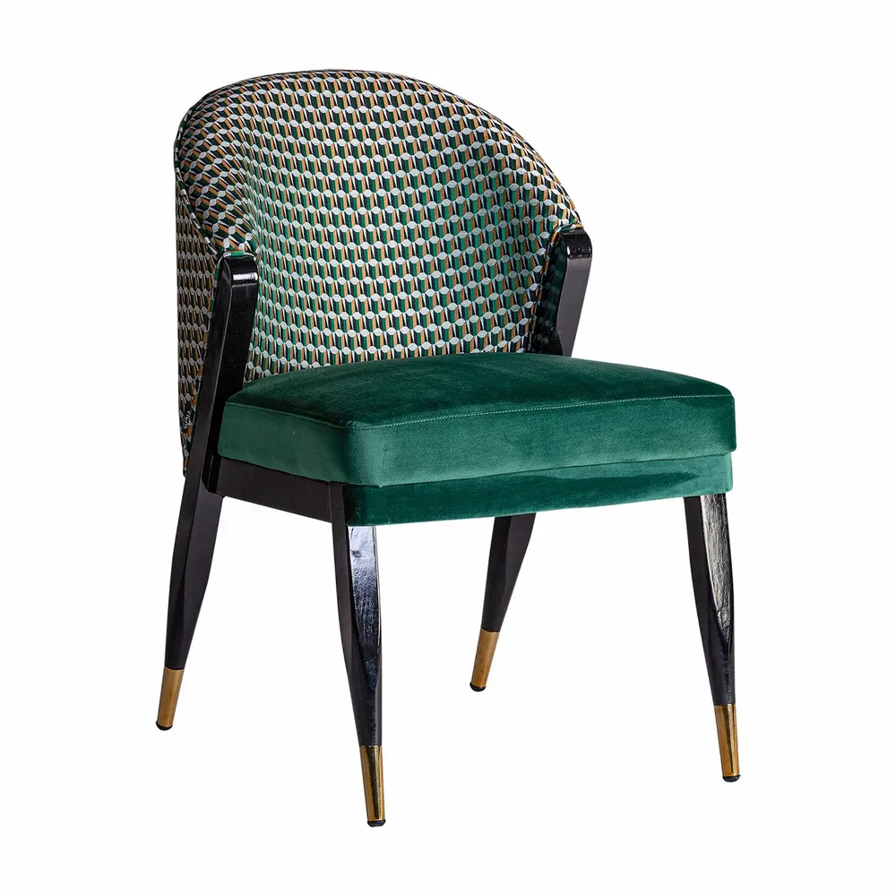 Chairs - Green rubber wood chair in 56x70x85 cm - VICAL