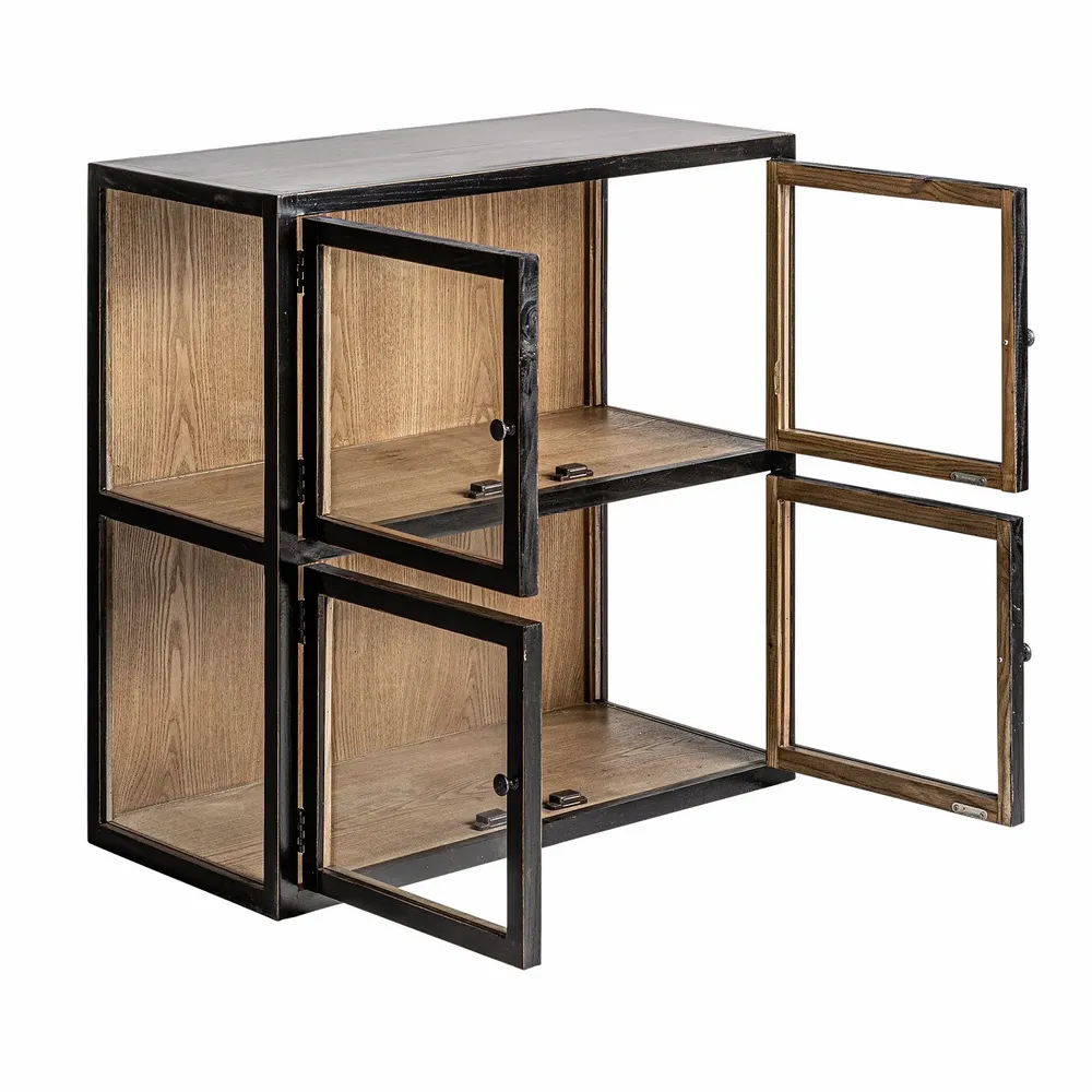 Armoires - Vitrine modulable en bois de pin recyclé noir  en 85x40x85 cm - VICAL