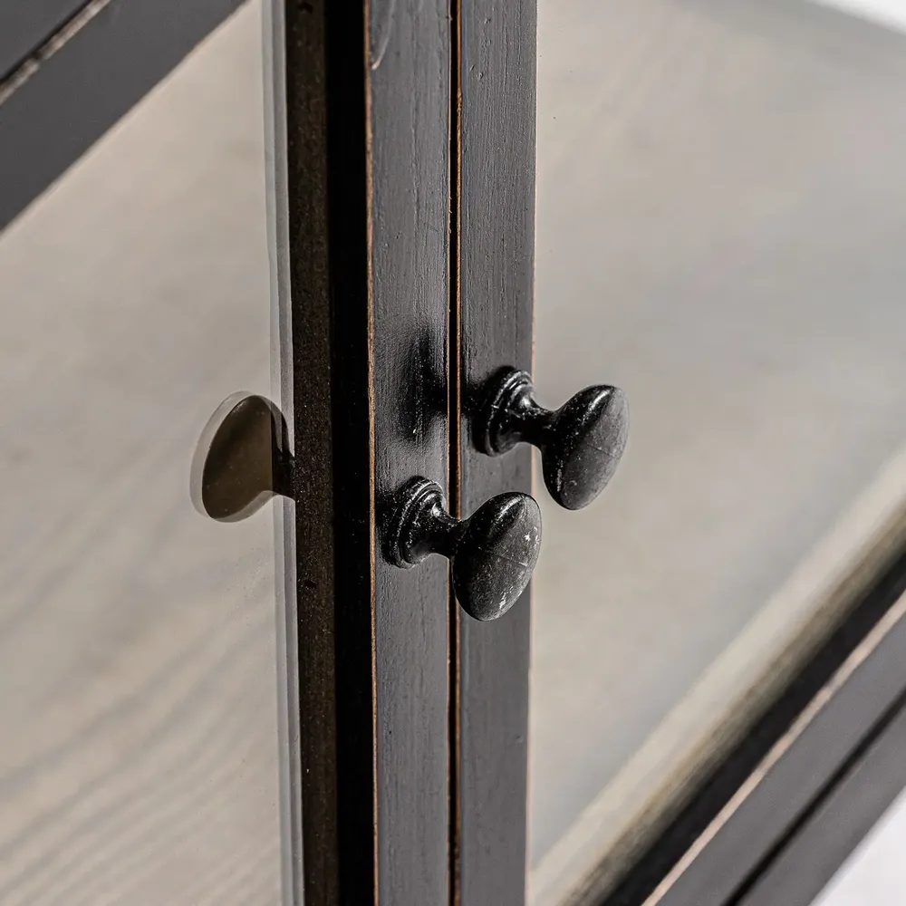 Armoires - Vitrine modulable en bois de pin recyclé noir  en 85x40x85 cm - VICAL