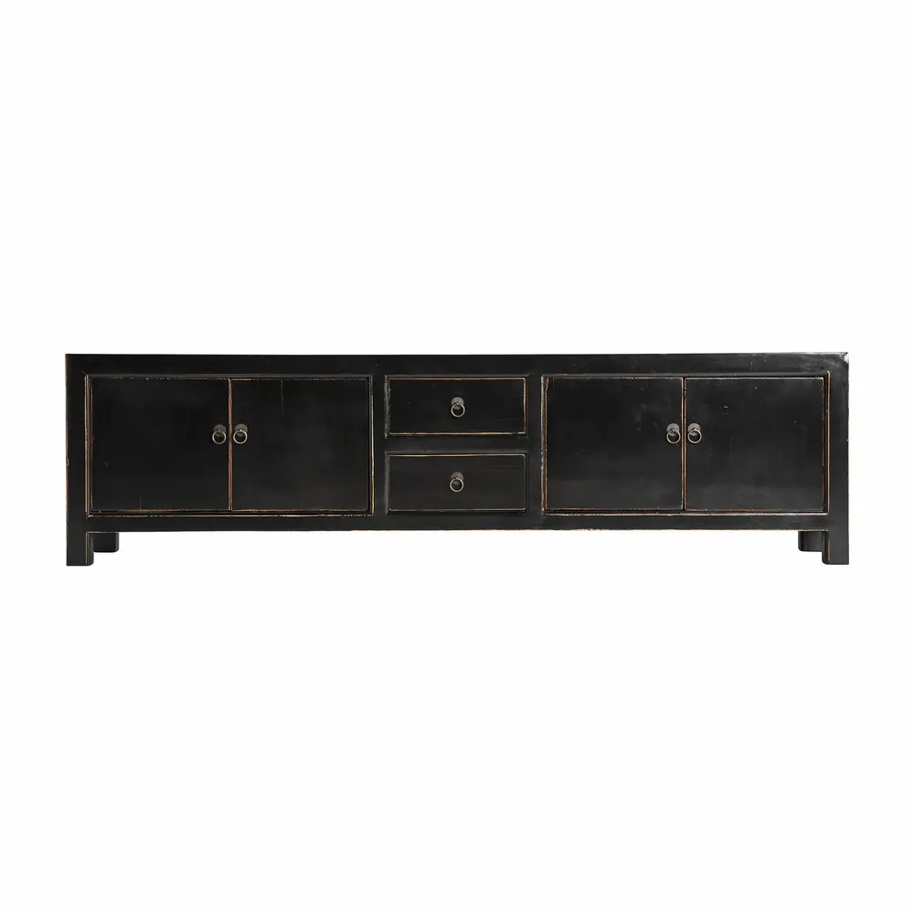 TV stands - TV cabinet in black recycled pine wood in 220x45x60 cm - VICAL