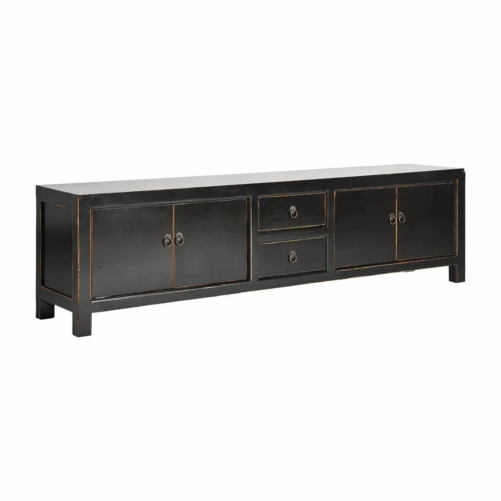 TV stands - TV cabinet in black recycled pine wood in 220x45x60 cm - VICAL