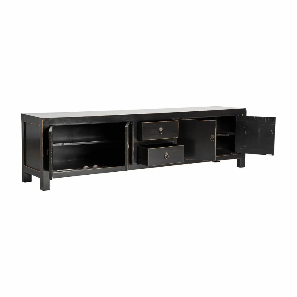 TV stands - TV cabinet in black recycled pine wood in 220x45x60 cm - VICAL