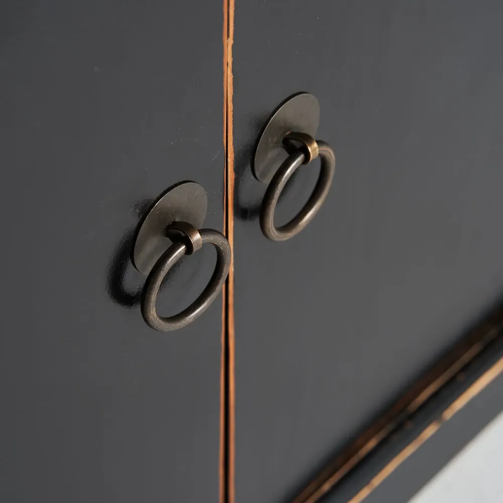 TV stands - TV cabinet in black recycled pine wood in 220x45x60 cm - VICAL