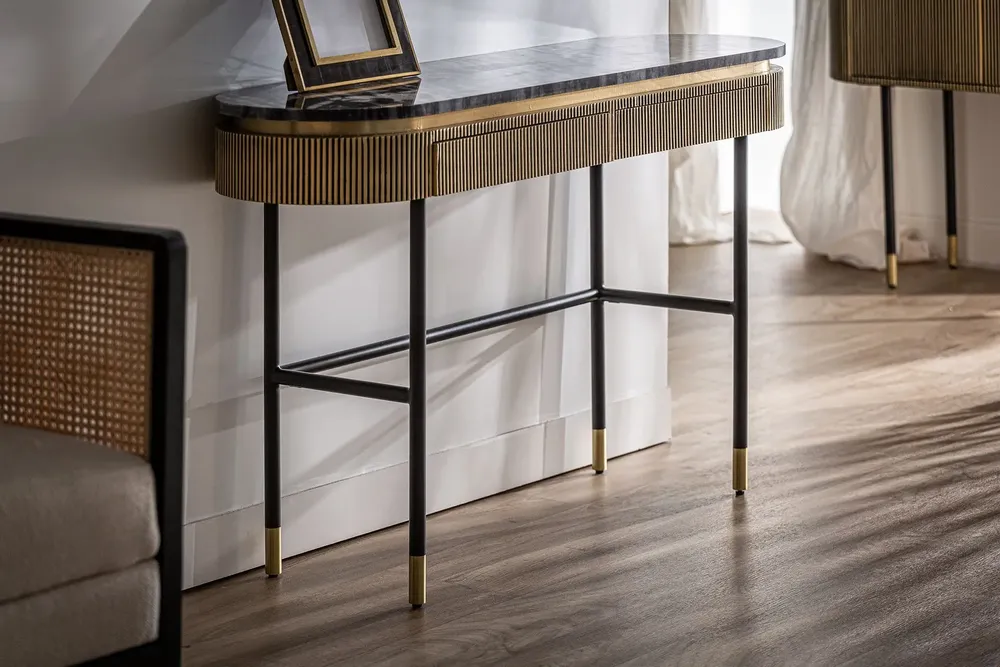 Desks - Black MDF wooden console in 130x38x81 cm - VICAL