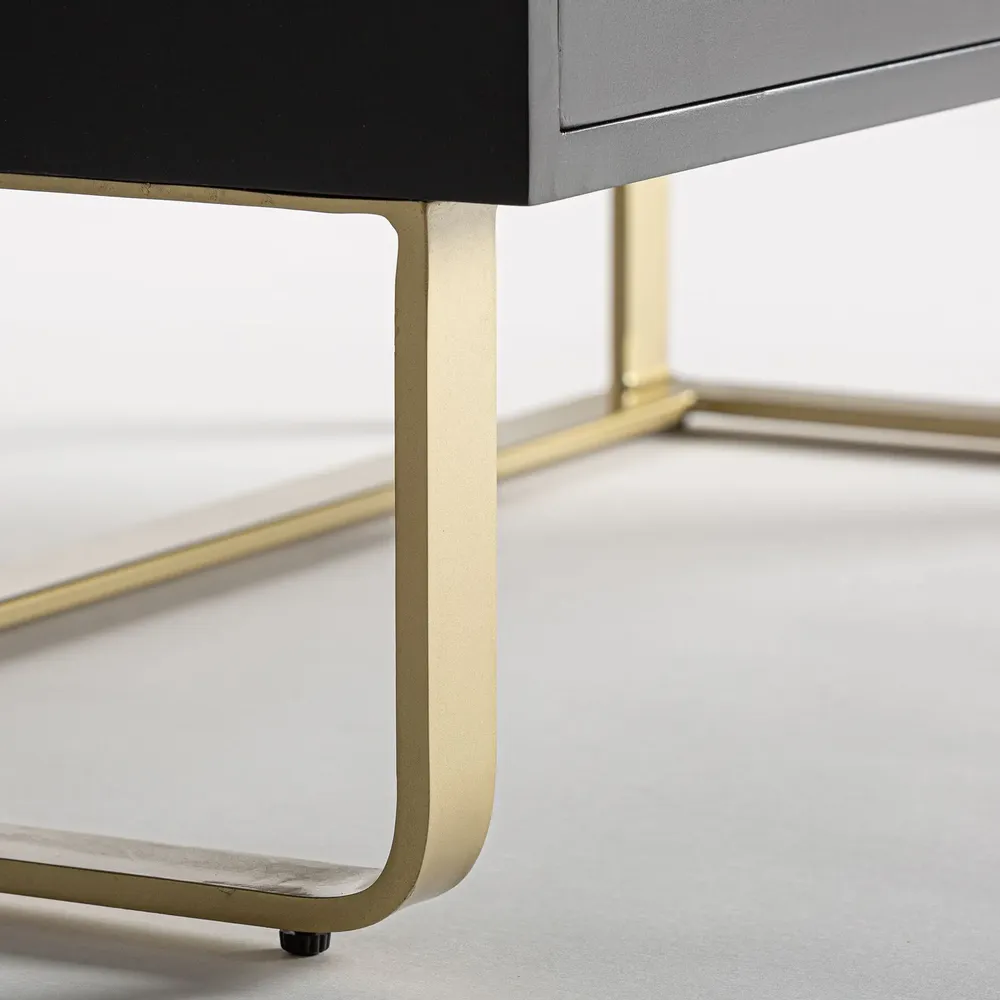 Commodes - Commode en bois mdf noir  en 90x45x86 cm - VICAL