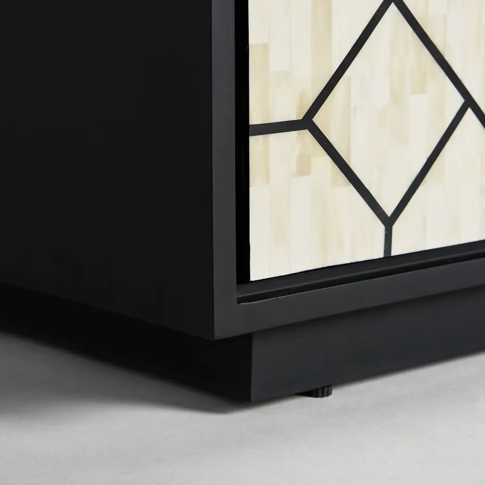 TV stands - Black MDF wooden TV cabinet in 180x40x55 cm - VICAL