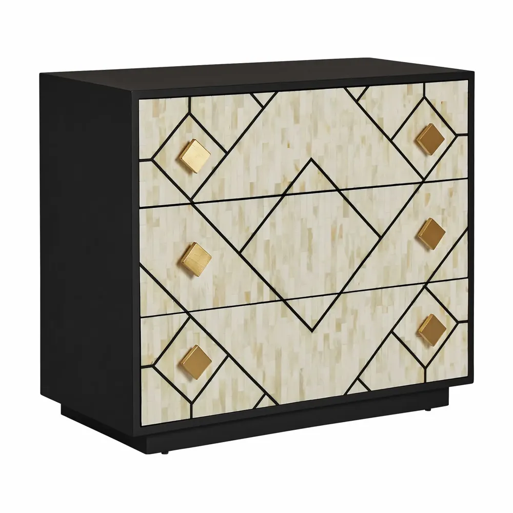 Chests of drawers - Black MDF wooden chest of drawers in 90x42x77 cm - VICAL
