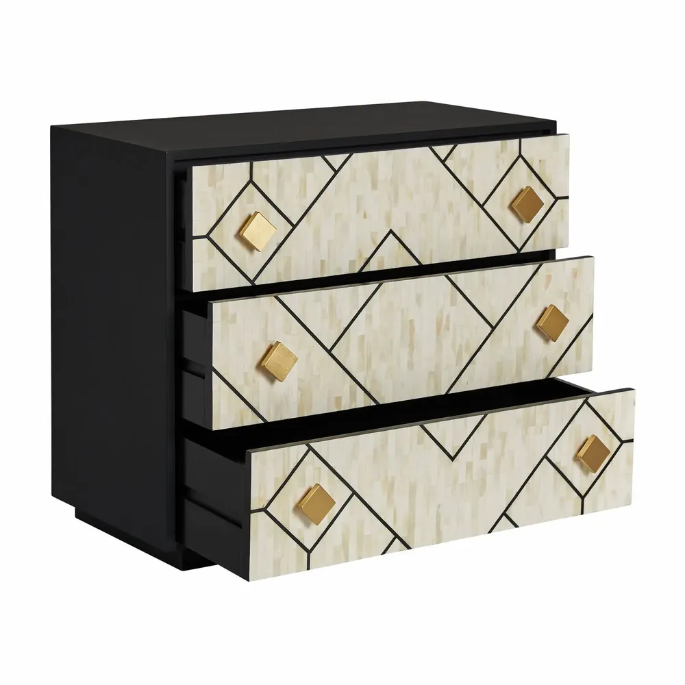 Chests of drawers - Black MDF wooden chest of drawers in 90x42x77 cm - VICAL
