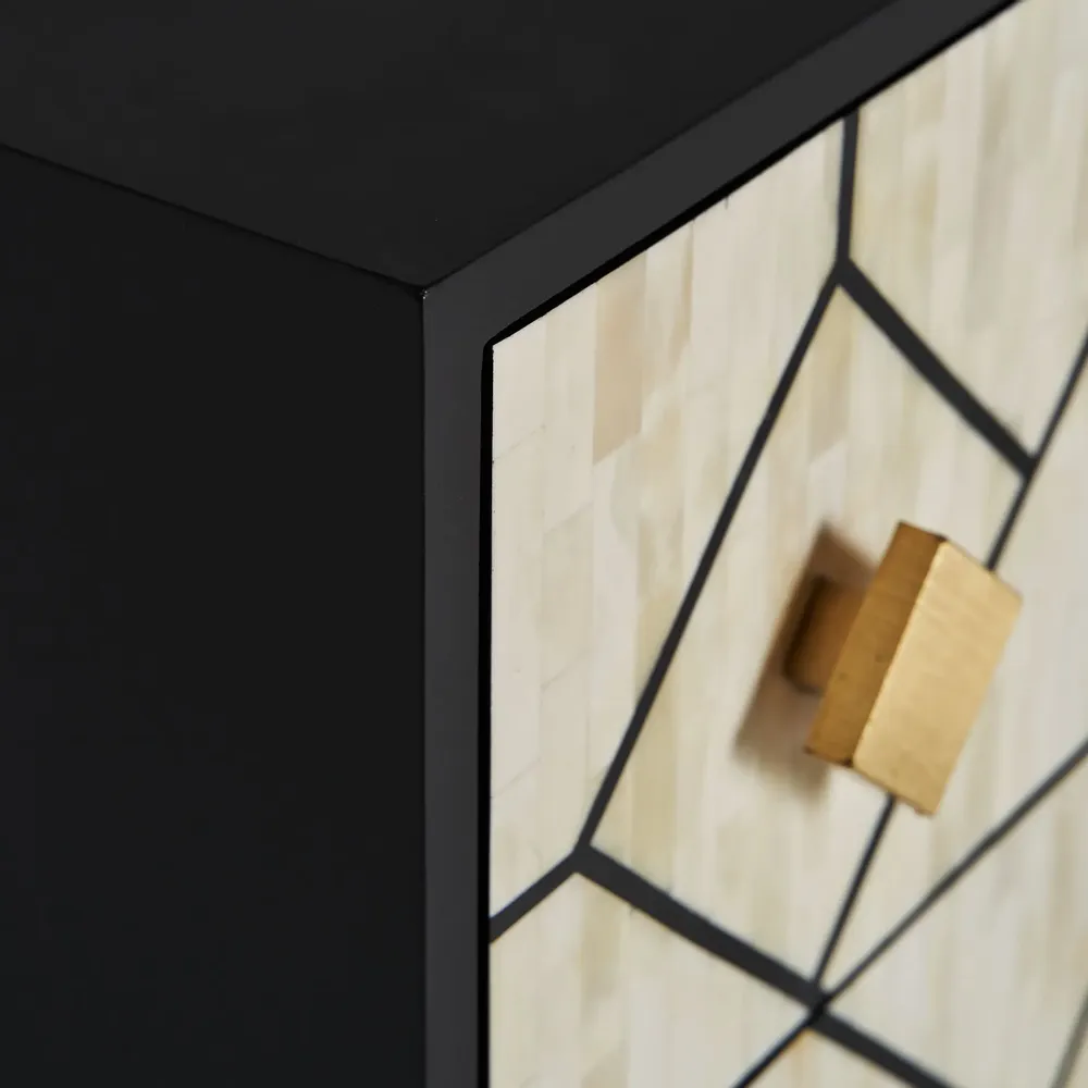 Chests of drawers - Black MDF wooden chest of drawers in 90x42x77 cm - VICAL