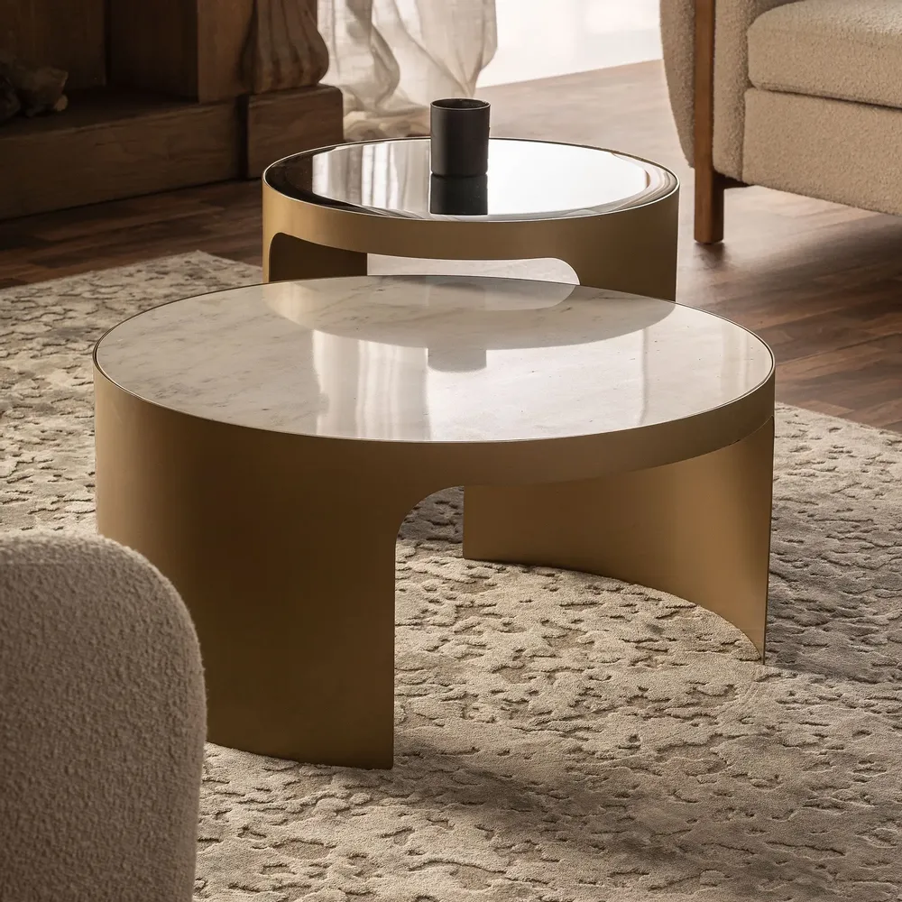 Coffee tables - White iron coffee table in 80x80x38 cm - VICAL
