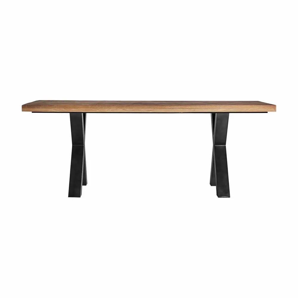 Dining Tables - Black mango wood living room table in 200x95x77 cm - VICAL