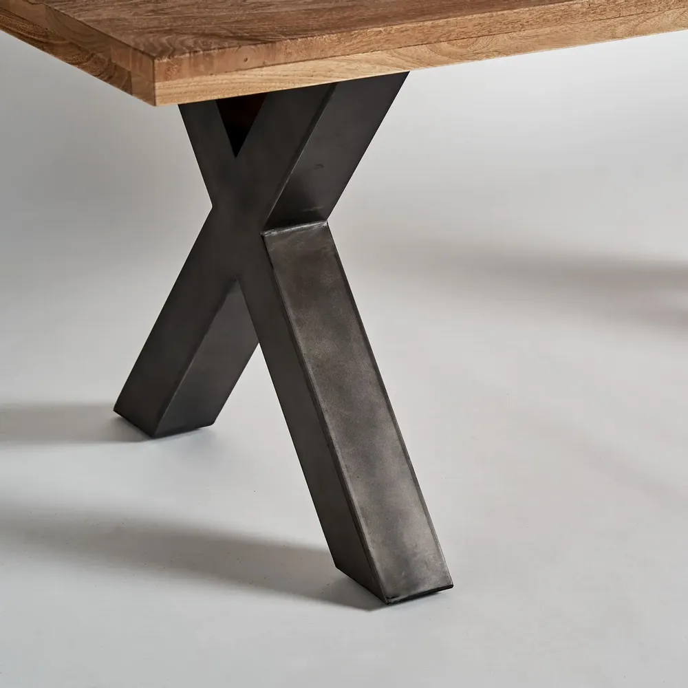 Dining Tables - Black mango wood living room table in 200x95x77 cm - VICAL