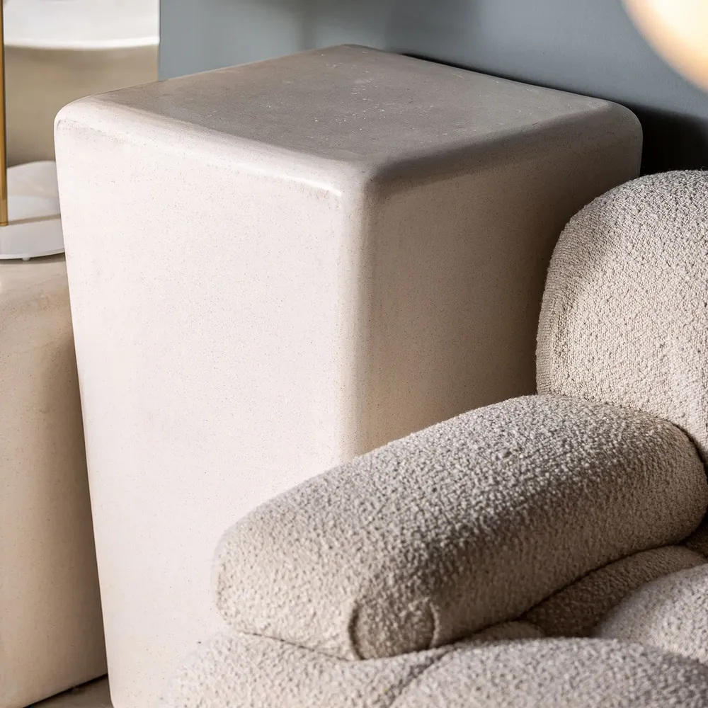 Autres tables  - Table basse en pierre blanc  en 49x49x74 cm - VICAL