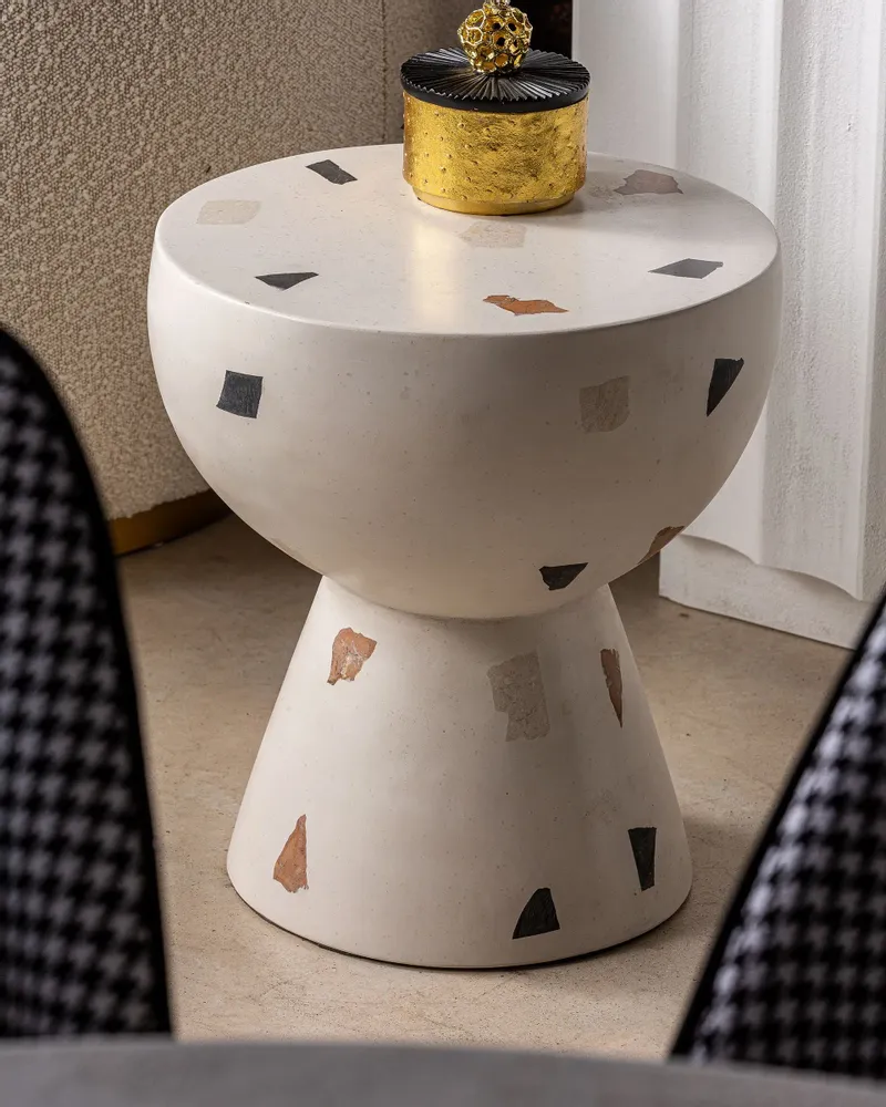 Other tables - White terrazzo coffee table in 40x40x44 cm - VICAL